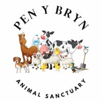 Pen Y Bryn Animal Sanctuary logo. Text with image of group of cartoon animal figures